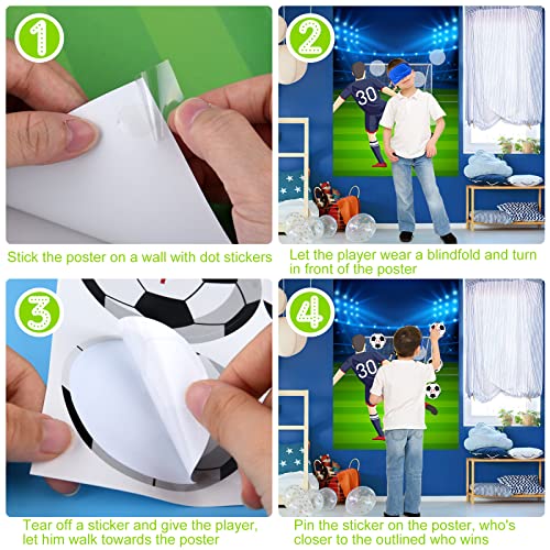 PLULON Soccer Party Games for Kids Pin The Soccer on The Goal Birthday Party Games Football Poster with Soccer Ball Stickers for Soccer Birthday Party Supplies Classroom Family Activities - style: Soccer