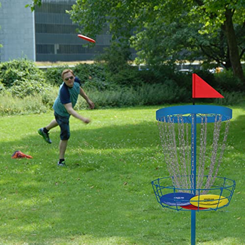 Disc Golf Basket - Portable Disc Golf Target with Heavy Duty 24-Chains Come with 6pcs Disc Golf Discs and Carry Bag, Ground Stake -Suitable for Players of All Levels - Multi Color Available - style: Plus-Blue- 6 PCS