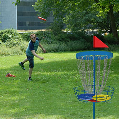 Disc Golf Basket - Portable Disc Golf Target with Heavy Duty 24-Chains Come with 6pcs Disc Golf Discs and Carry Bag, Ground Stake -Suitable for Players of All Levels - Multi Color Available - style: Plus-Blue- 6 PCS