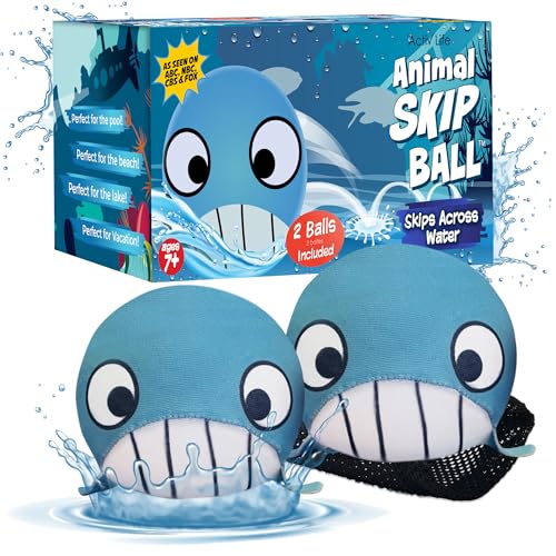 Activ Life The Ultimate Water Skip Balls, Water Bouncing Ball for Swimming Pool, Beach Toys for Friends, Family, Kids and Adults - style: Whale