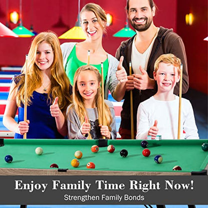Folding Pool Table, Portable Billiard Game Tables for Kids and Adults, Mini Pool Table with Locking Legs, Adjustable Feet, Balls, Cues, Triangle, Chalk, Brush - color: 54-inch/Green