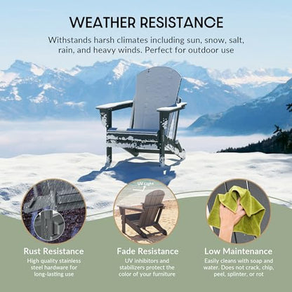 WestinTrends Malibu HDPE Outdoor Patio Folding Poly Adirondack Chair, Gray - color: Grey, size: 1 Chair