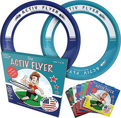 Activ Life Kid’s Flying Rings (2 Pack) They Fly Straight & Don’t Hurt, 80% Lighter Than Standard Rings - Replace Screen Time with Healthy Family Fun - Get Outside & Play - color: Navy/Teal