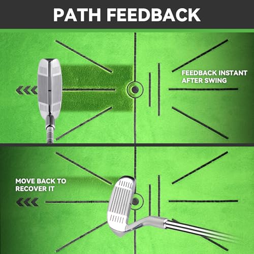 COSPOPTIC Golf Hitting Mat with Swing Path Feedback, Heavy-Duty Rubber Base Anti-Slip Golf Training Mat, Extra Replaceable Surface, Portable Practice Mat for Home Office Garage Yard Indoor Outdoor - style: Golf Mat
