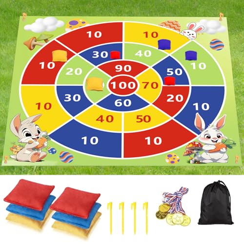 Giant Bean Bag Toss Outdoor Games for Kids Adults,4.5x4.5FT Large Outside Lawn Camping Field Day Giant Yard 4th of July Games for Kids Family, Backyard Carnival Outdoor Fun Fourth of July Game
