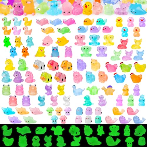 120PCS Glow in the Dark Mini Resin Animals 20 Styles of Luminous Ducks dinosaurswls Frogs and More Tiny Figurines for Fairy Garden Aquarium Terrarium Potted Plants Dollhouse Decor - style: 120Pcs-Animals Style 2