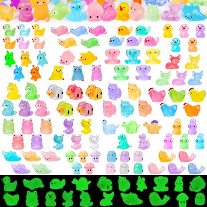 120PCS Glow in the Dark Mini Resin Animals 20 Styles of Luminous Ducks dinosaurswls Frogs and More Tiny Figurines for Fairy Garden Aquarium Terrarium Potted Plants Dollhouse Decor - style: 120Pcs-Animals Style 2