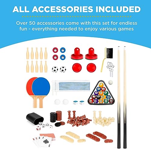 Best Choice Products 2x4ft Combo Game Table Set for Home, Game Room, Friends & Family w/Hockey, Foosball, Pool, Shuffleboard, Ping Pong, Chess, Checkers, Bowling, and Backgammon - color: Walnut