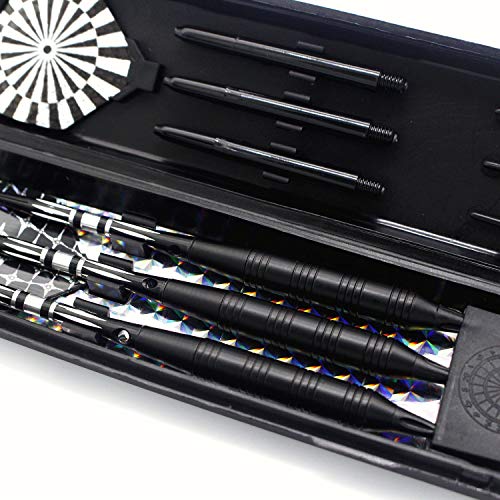 Soft Tip Darts Set for Electronic Dart Board 22g Plastic Tip Darts Set with Brass Barrels&Aluminum Shafts, 6 Flights 3 Spare Plastic Dart Shaft 20 Soft Tips Portable Case (22g-Silver&Black)