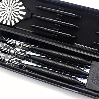 Soft Tip Darts Set for Electronic Dart Board 22g Plastic Tip Darts Set with Brass Barrels&Aluminum Shafts, 6 Flights 3 Spare Plastic Dart Shaft 20 Soft Tips Portable Case (22g-Silver&Black)