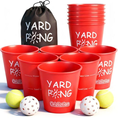Giant Yard Pong Outdoor Game – 12 Premium Buckets & 4 Balls, Yard Toss Throwing Game for Adults & Family, Beach Camping Tailgating Lawn Party, Portable Durable Carry Bag