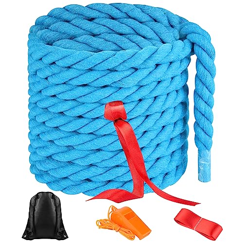 NEBURORA 20FT Tug of War Rope for Adults Outdoor Games Field Day Family Reunion Summer Outside Yard Backyard Lawn Camping Picnic Carnival Party Games Blue - color: Blue