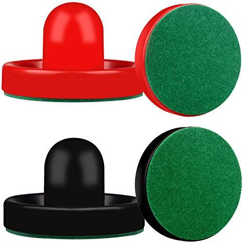 ONE250 Air Hockey Pushers and Red Air Hockey Pucks, Goal Handles Paddles Replacement Accessories for Game Tables (4 Striker, 4 Puck Pack) - color: Black & Red