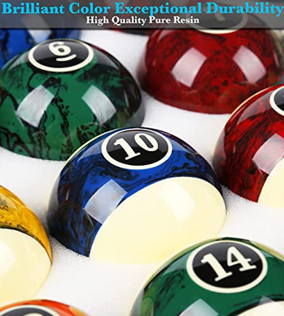 JAPER BEES Billiard Ball/Pool Ball Set Complete 16balls 2-1/4" Regulation Size&Weight Resin Ball - style: MARBLE DARK