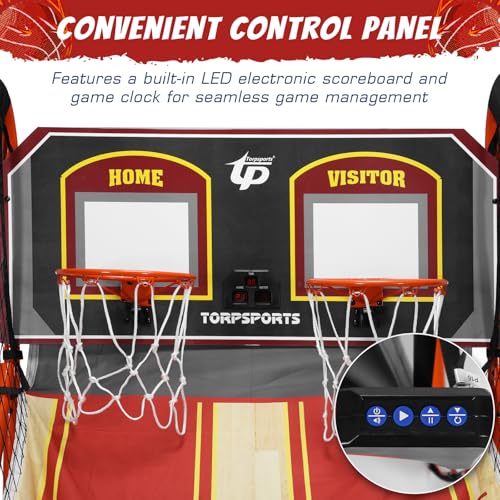 Foldable Indoor Basketball Arcade Game LED Electronic Scoring Commercial Grade Arcade Basketball with 5 Size 7 Inch Balls for 2 Players Home Play Kids Adults