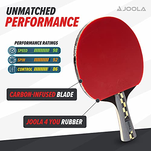 JOOLA Carbon Pro Professional Ping Pong Paddle - Racket with Carbonwood Technology & Red/Black JOOLA 4 You Rubber - Table Tennis Racket Designed for Speed