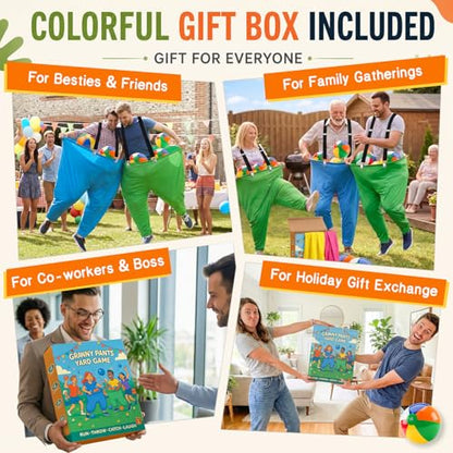 Granny Pants Yard Game for Adults and Kids, Big Pants Ball Catch Game with 2 Giant Pants, Balls, Pumps & Storage Bag, Outdoor Tossing Games for Birthday Party, Backyard Party, Family Reunion - size: Large for Adults-2PCS