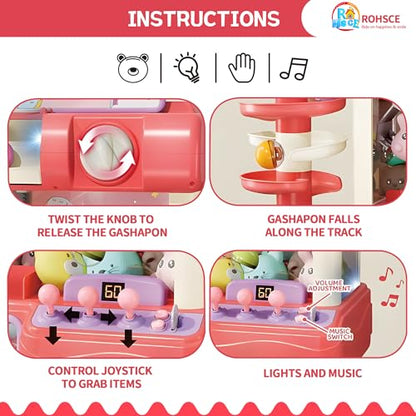 Claw Machine for Kids, Mini Vending Machine Toy for Girls, Arcade Game Toy for Ages 8-13, Electronic Claw Game with Lights & Sound, Perfect for Parties & Birthday Gifts for Ages 4+