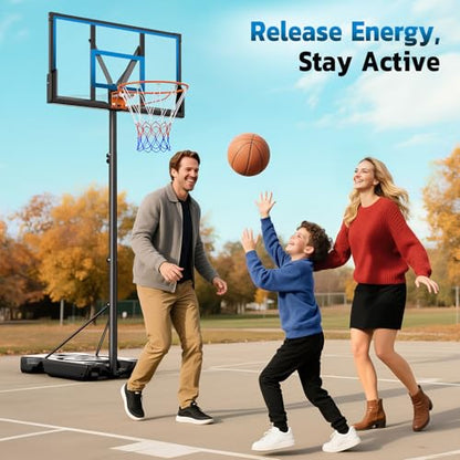 Yohood 46" 10FT Basketball Hoop Outdoor - Portable Basketball Goal Adjustable Hoops & Goals with Solid Steel Rim & Extra-Large Base for Kids/Youth/Teens/Adults Outdoor