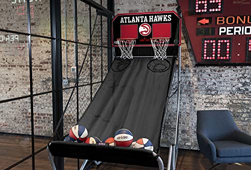 Pop-A-Shot - Home Dual Shot Arcade Basketball Game with NBA Graphics l Sensor Scoring l 16 Game Modes l 7 Balls l Foldable Storage l for All NBA Fans - style: Atlanta Hawks