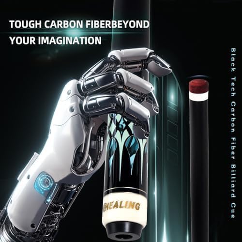 58" 19-20oz 2-Piece Carbon Pool Cue Stick 12.5mm Tip Billiard Carbon Fiber Clue, Billiard Supplies 1/2 Joint Handmade Straight Fit Bulb/Black 8, Nine Balls 19-20 oz (Play Cue)