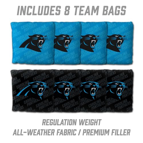 YouTheFan NFL 2' x 4' Slogan Series Professional Wood Cornhole Game with Logo Bags - color: Carolina Panthers