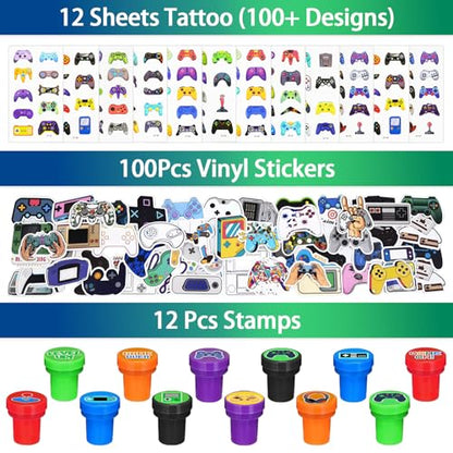 208Pcs Video Game Party Favors Pack for 12 Guest, Gamer Goodie Bag Stuffers for Kids Boys, Gaming Theme Birthday Party Decorations Supplies (Video Game Party Favors) - style: Video Game Party Favors