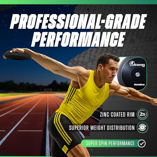 Super Spin Competition Discus for Track & Field, High School, College, Men & Women — 85% Rim Weight, High-Spin Performance, IAAF World Athletics Certified with Free Carry Bag, Black - size: 1.5kg