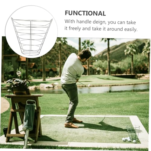 Metal Golf Ball Basket with Handle Iron Storage Container Holds Balls for Driving Ranges Clubs Practice Sessions and Home Use