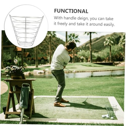 Metal Golf Ball Basket with Handle Iron Storage Container Holds Balls for Driving Ranges Clubs Practice Sessions and Home Use