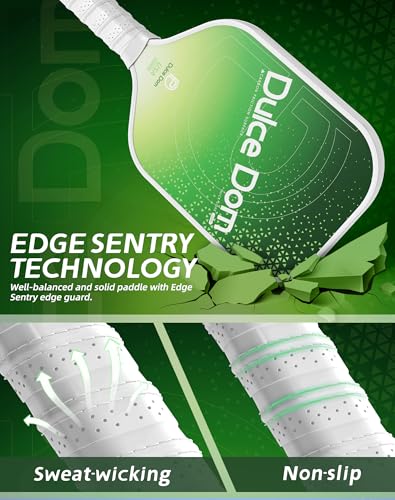 Dulce DOM Pickleball Paddles Set of 2/4 - USAPA Approved, 4 Indoor Outdoor Pickleball Balls, Fiberglass Surface Paddle Racket with Cover Bag, Ideal Training Equipment Gift for Men & Women - color: Green*1