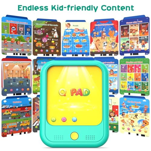Kids Learning Tablet Educational Learning Pad for Toddlers 2-5 to Learn Alphabets, Numbers, Foods, Time, Music, Vehicles, Tablet Toy for Toddlers Ages 2 3 4 5 6 Years Old - style: Upgrade Version（20 lesson pages green）