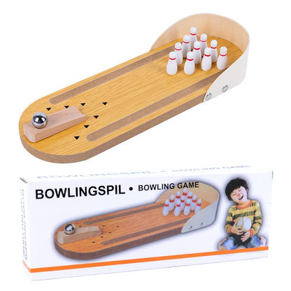 Wooden Mini Desktop Bowling Game Set with Pins and Ball | Stress-Relieving Play, Tabletop Size, Includes 10 Pins, Steel Ball Included, Kids & Adults