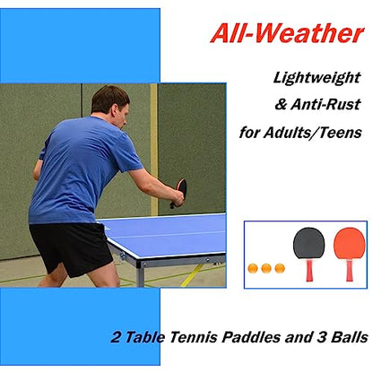 6ft Mid Size Table TTable Foldable Portable Ping Pong Table Set for Indoor Outdoor Games with Net, 2 Table TPaddles and 3 Balls