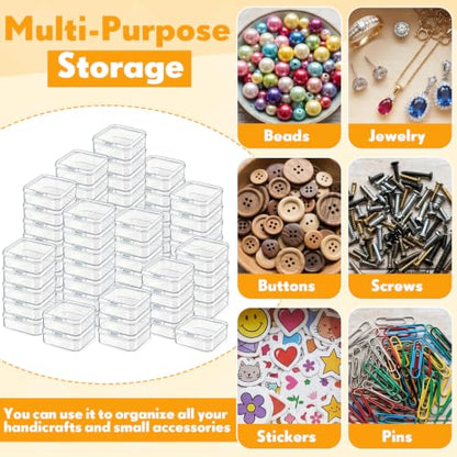 24 Packs Small Clear Plastic Beads Storage Containers Box with Hinged Lid for Storage of Small Items, Crafts, Jewelry, Hardware(2.12 x 2.12 x 0.79 Inches) - size: 2.12 x 2.12 x 0.79 Inches