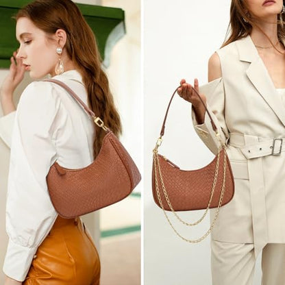 KKXIU Shoulder Bag for Women Cute Hobo Purses and Handbags Retro Clutch Underarm Purse | Cute - color: B-brown