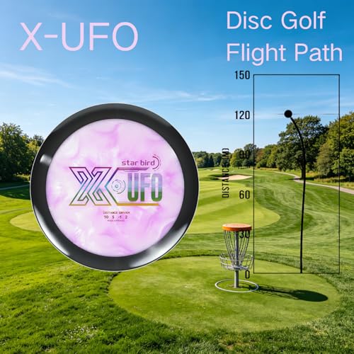 X-UFO Disc Golf Driver, 170-180g, PDGA-Certified, Suitable for Windy and Ultra Stable tee Shots, Ultra Stable Long Distance Driver - color: mix colors