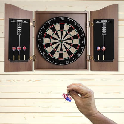 Classic Dartboard Cabinet，Electronic Dartboard Cabinet Set，Dartboard Cabinet Set with Darts and Heads LED Displays for Offices, Gardens, Party Rooms - style: Classic Dartboard Cabinet（Brown）