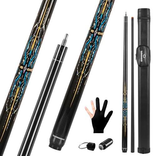 HomeSeason Glass Fibre Pool Cue Stick 58" Billiard Cue Sticks Professional Low Deflection Pool Sticks - color: A with bag