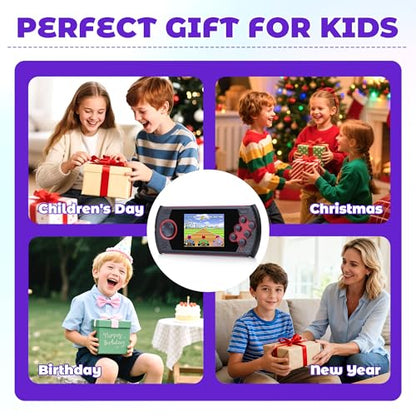 16 Bit Handheld Game for Kids Built-in 230 HD Classic Retro Video Games USB Rechargeable 3.0 Inch Childrens Travel Electronics Toys Portable Gaming Player System Gift for Boys Girls Ages 4-8-12 - style: Red