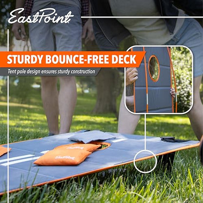 EastPoint Ultra-Portable Cornhole Board Set - 2x3 ft Boards, 8 Bags, Carry Bag - Quick Setup Travel Cornhole Set - All-Weather Durability for Camping Games - Foldable Sack Toss for Backyard Games