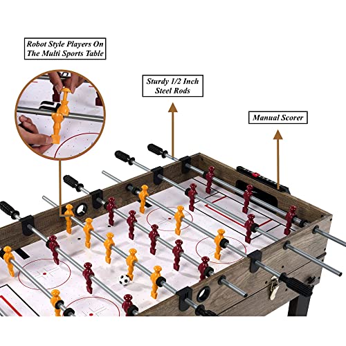 3-in-1 Combination Game Table Air Powered Hockey Foosball Billiards Pool Accessories Included Stack Up Design Easy to Switch Up Games Suitable for Friends Family Gathering