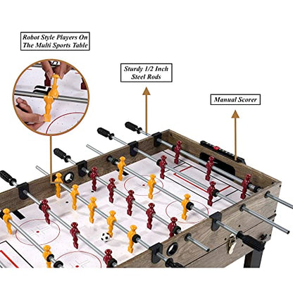 3-in-1 Combination Game Table Air Powered Hockey Foosball Billiards Pool Accessories Included Stack Up Design Easy to Switch Up Games Suitable for Friends Family Gathering