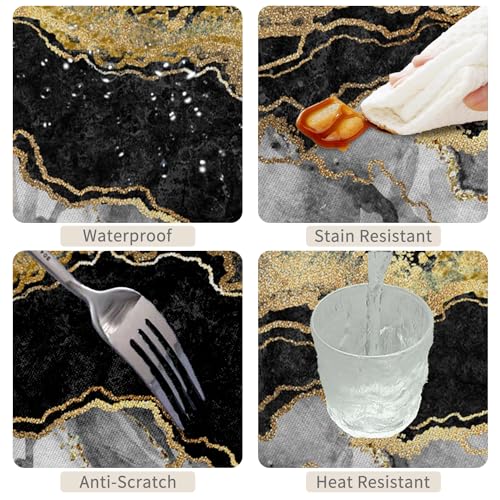 52x70inches Abstract Marble Tablecloth Modern Black White Gold Crack Marble Texture Table Cloth Wipeable Polyester Table Cover for Dining Room Kitchen Picnic Buffet Themed Party Supplies - color: Black, size: 70" x 52" (Rectangular)