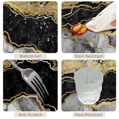 52x70inches Abstract Marble Tablecloth Modern Black White Gold Crack Marble Texture Table Cloth Wipeable Polyester Table Cover for Dining Room Kitchen Picnic Buffet Themed Party Supplies - color: Black, size: 70" x 52" (Rectangular)