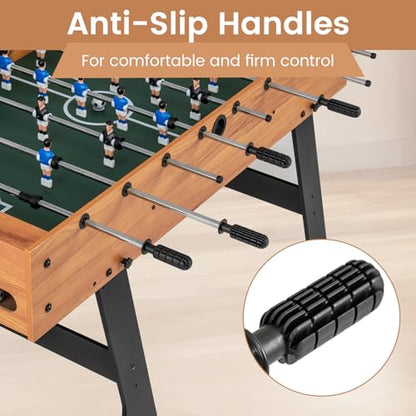 Goplus Folding Foosball Table, 48'' Full Competition Size Soccer Table for Adults Family Night, Game Room, Party - color: Natural