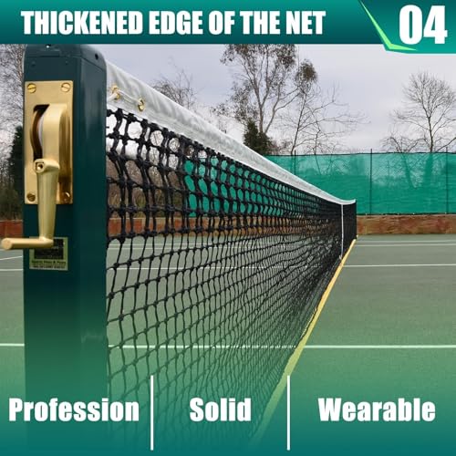 Professional Tennis Net 42FT Heavy Duty Nylon Net High Strength Non-Deforming Standard Replacement Tennis Net with 2 Fiberglass Dowels, Compatible with All Standard Outdoor Indoor Tennis Posts - style: Double-Layers Tennis Net