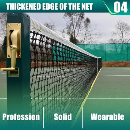 Professional Tennis Net 42FT Heavy Duty Nylon Net High Strength Non-Deforming Standard Replacement Tennis Net with 2 Fiberglass Dowels, Compatible with All Standard Outdoor Indoor Tennis Posts - style: Double-Layers Tennis Net