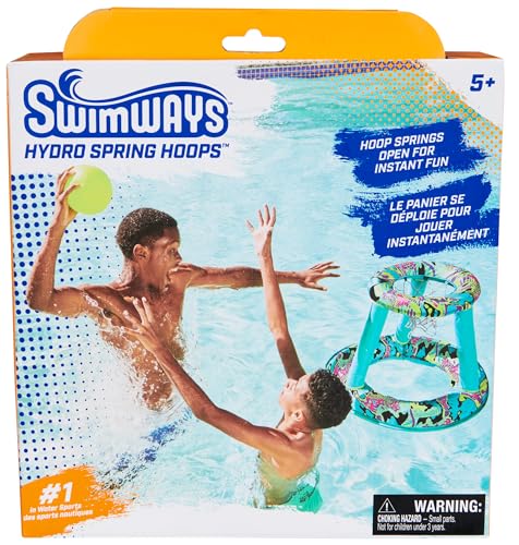 SwimWays Hydro Spring Hoops Inflatable Basketball Hoop, Waterproof Basketball Set with Hoop and Ball, Outdoor Games, Water Toys for Ages 5 and Up - color: Spring Hoops