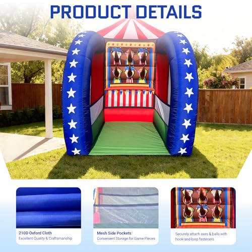 OZIS 6.5x6.5x9Ft Inflatable Ring Toss Game with Built-in Blower Portable Fun Tossing Ring Targets, Interactive Inflatable Carnival Games for Commercial Events, Parties, Family Activities - style: Ring Toss